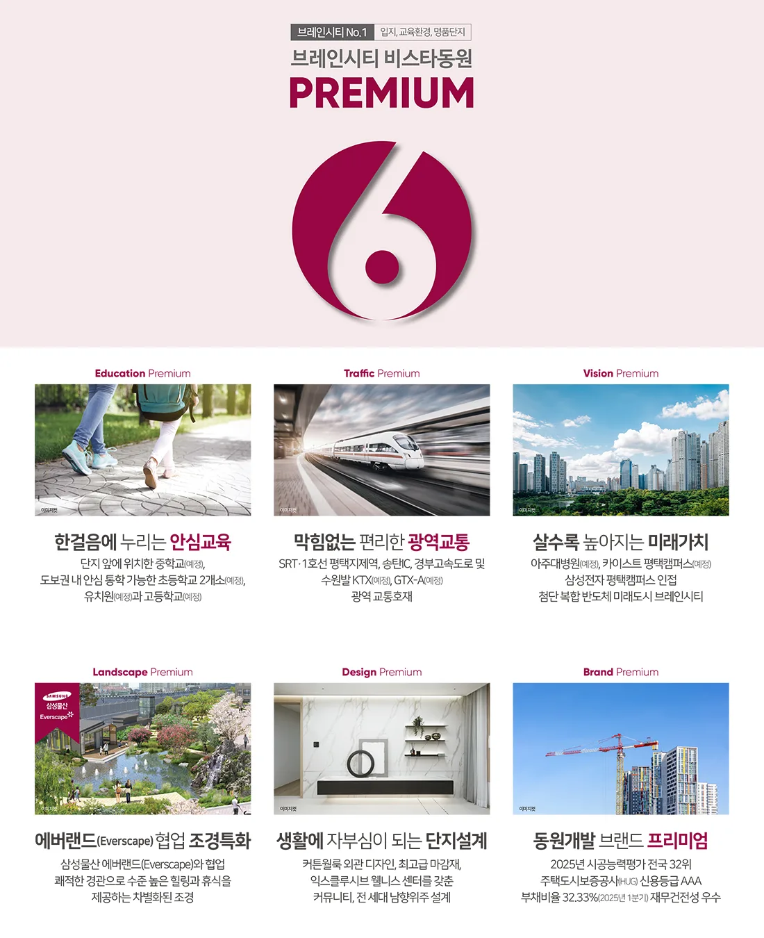 평택 브레인시티 비스타동원 PREMIUM 6 — Education·Traffic·Vision·Landscape·Design·Brand 6대 프리미엄