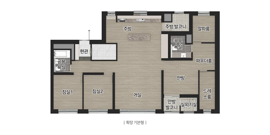 브레인시티 비스타동원 전용 106㎡ 단위세대 평면도(확장 기본형)