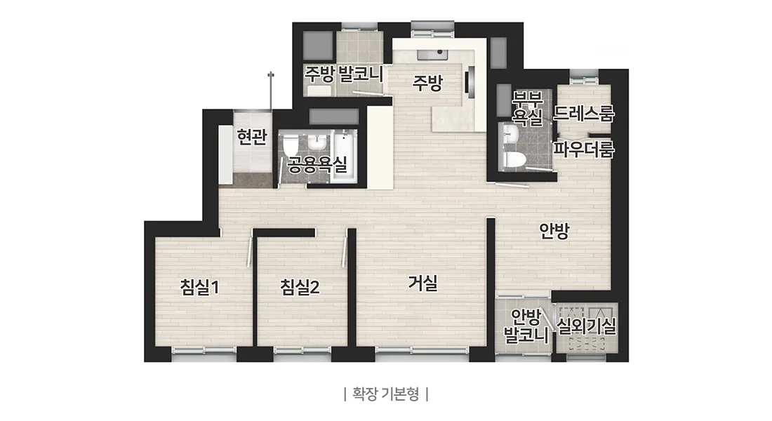 브레인시티 비스타동원 전용 59㎡ 단위세대 평면도(확장 기본형)