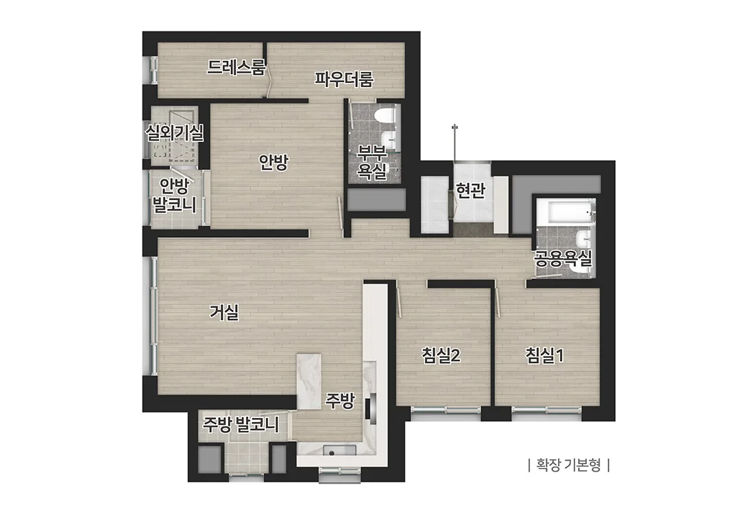 브레인시티 비스타동원 전용 84B㎡ 단위세대 평면도(확장 기본형)