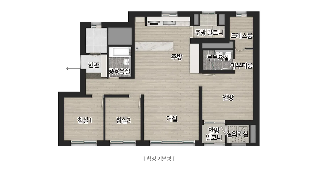 브레인시티 비스타동원 전용 84C㎡ 단위세대 평면도(확장 기본형)